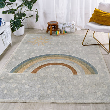Minha Rainbow Dot Modern Machine-washable Area Rug